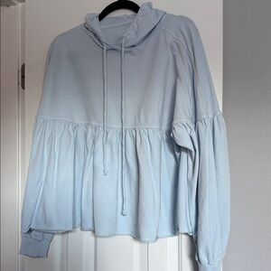 Aerie Light Blue Peplum Hoodie